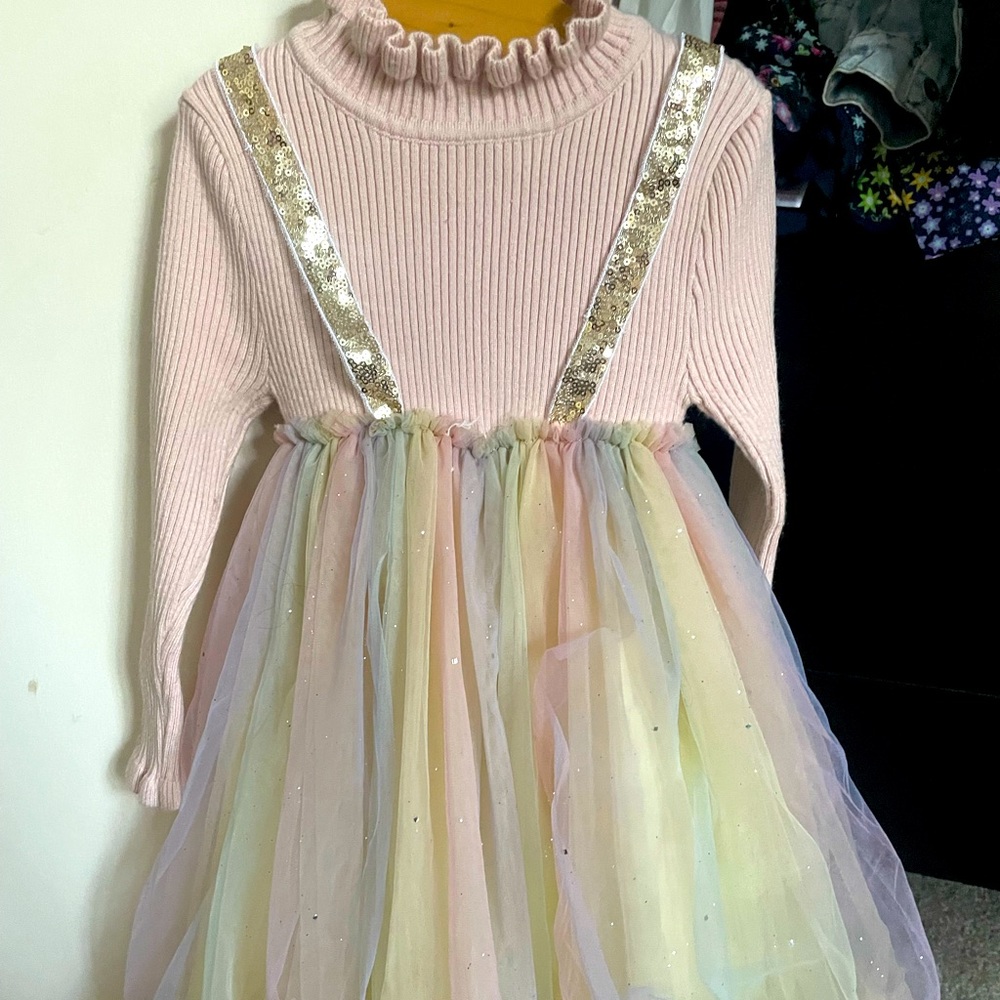 Lola and the boys Rainbow Shimmer Tulle Dress